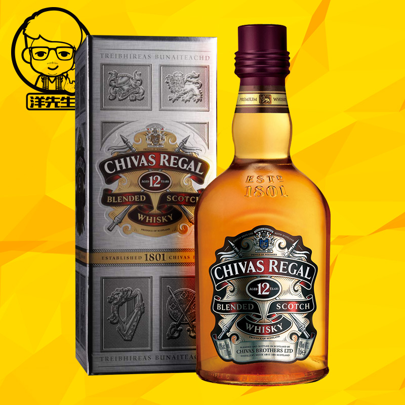 进口洋酒 chivas regal芝华士12年威士忌酒苏格兰威士忌750ml有盒