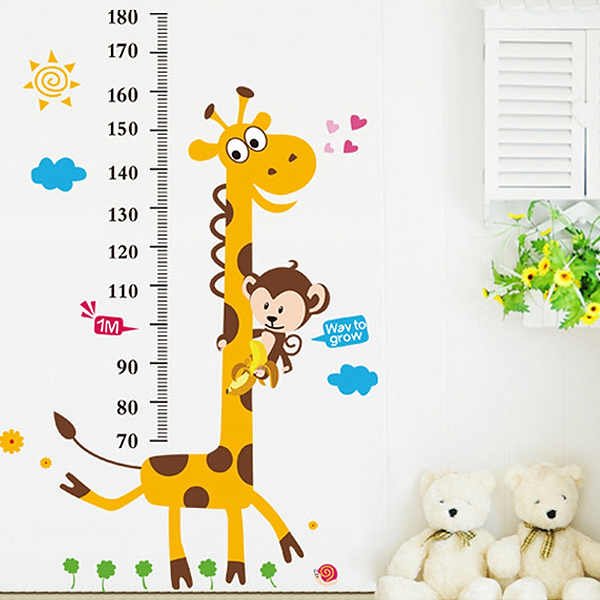 长颈鹿测量身高墙贴宝宝身高尺儿童房装饰幼儿园学校不干胶墙贴纸折扣优惠信息