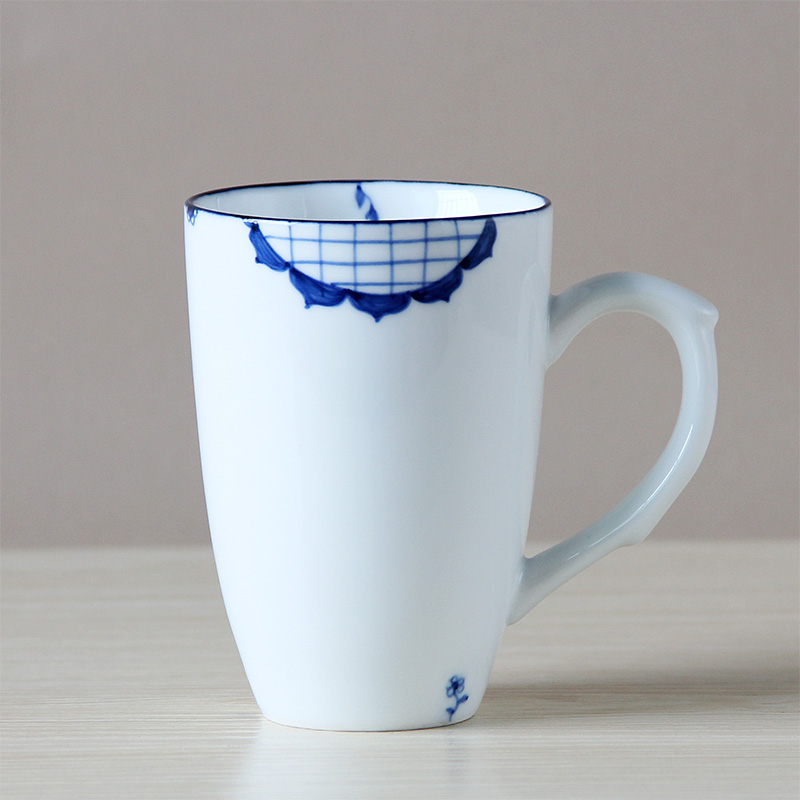 手绘青花瓷水杯陶瓷茶杯情侣杯子咖啡杯不带盖简约马克杯礼品物