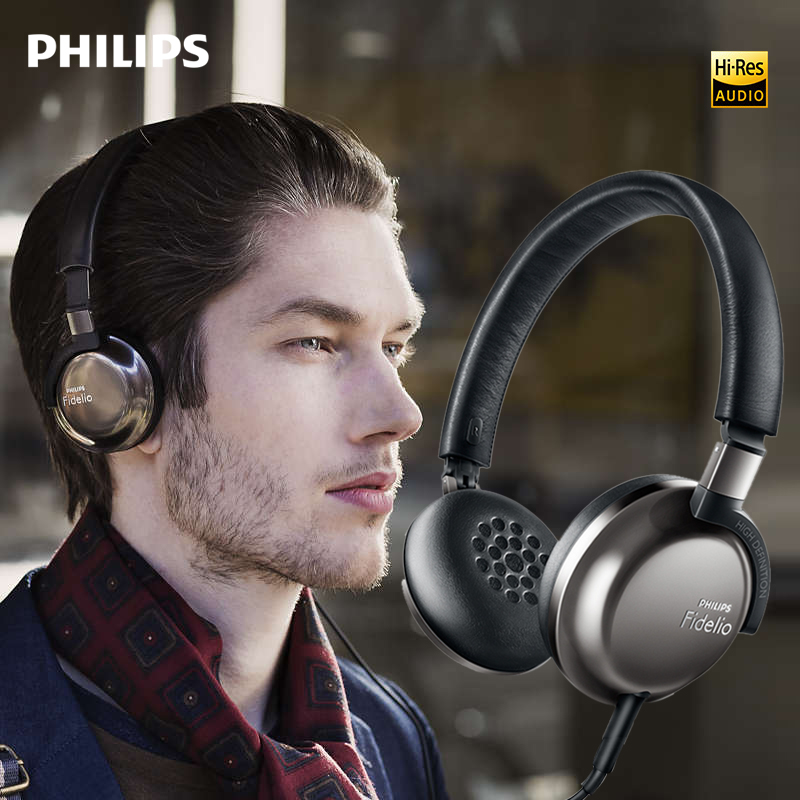 Philips/飞利浦 F1 折叠头戴式耳机 HIFI重低音监听线控手机耳麦