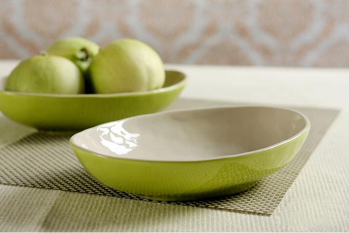 创意陶瓷碗大号沙拉碗椭圆碗零食碗新骨瓷碗多色可选西式餐具