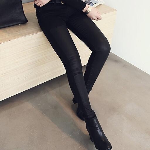 韩国代购女装N9冬季新款韩版加厚纯色修身拼接小脚女士铅笔休闲裤