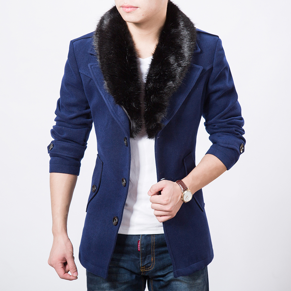 2015男装冬季男装新款加厚羊毛呢大衣男韩版时尚修身呢子西装外套折扣优惠信息