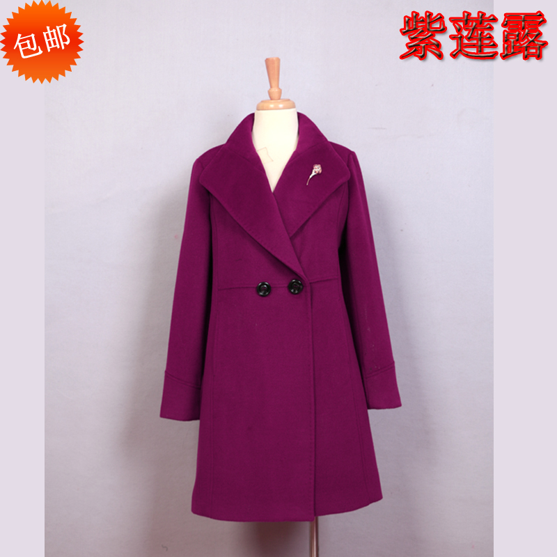 紫莲露15F46 2015年冬季新款韩版西服领中长修身款羊毛呢大衣外套