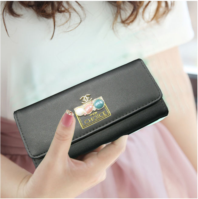 2015年新款日韩版长款女士钱包时尚简约女式皮夹大容量多卡位钱包
