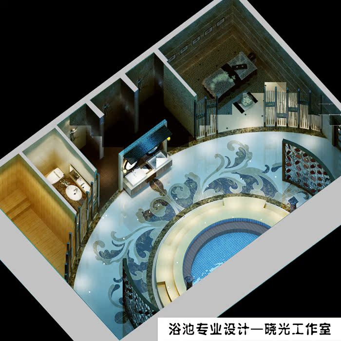 大众浴池设计 桑拿浴池效果图代做 工装效果图代做 CAD施工图代画