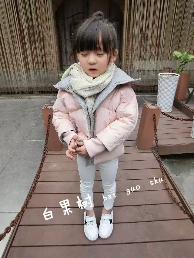 白果树童装2015冬季新短款女童纯色高领蝙蝠袖棉衣大牌加厚外套