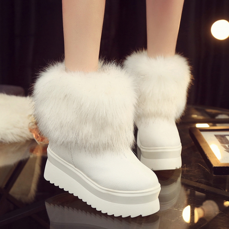 雪地靴女2015冬季新款欧美时尚短靴松糕厚底防滑皮毛一体学生棉鞋折扣优惠信息
