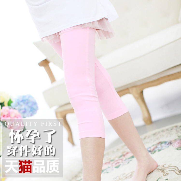 夏季新款韩版孕妇显瘦七分裤高腰孕妇托腹弹力棉薄款孕妇打底裤