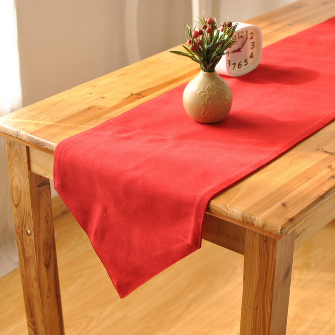 拾光|生活家|北欧宜家布艺圣诞红色纯色餐桌桌旗 床旗 家居软装