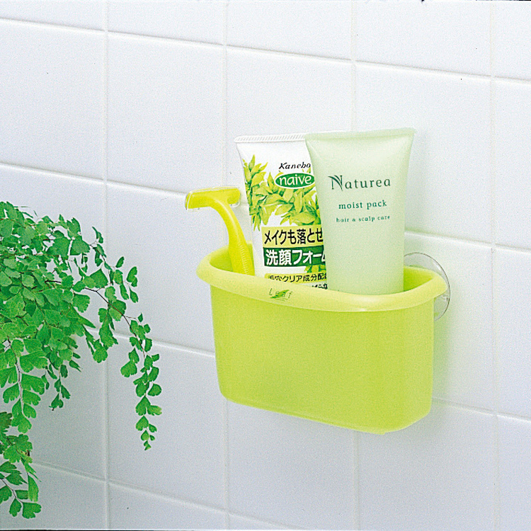 日本进口leaf卫生间吸盘收纳盒 创意浴室吸壁挂架牙刷架沥水置物