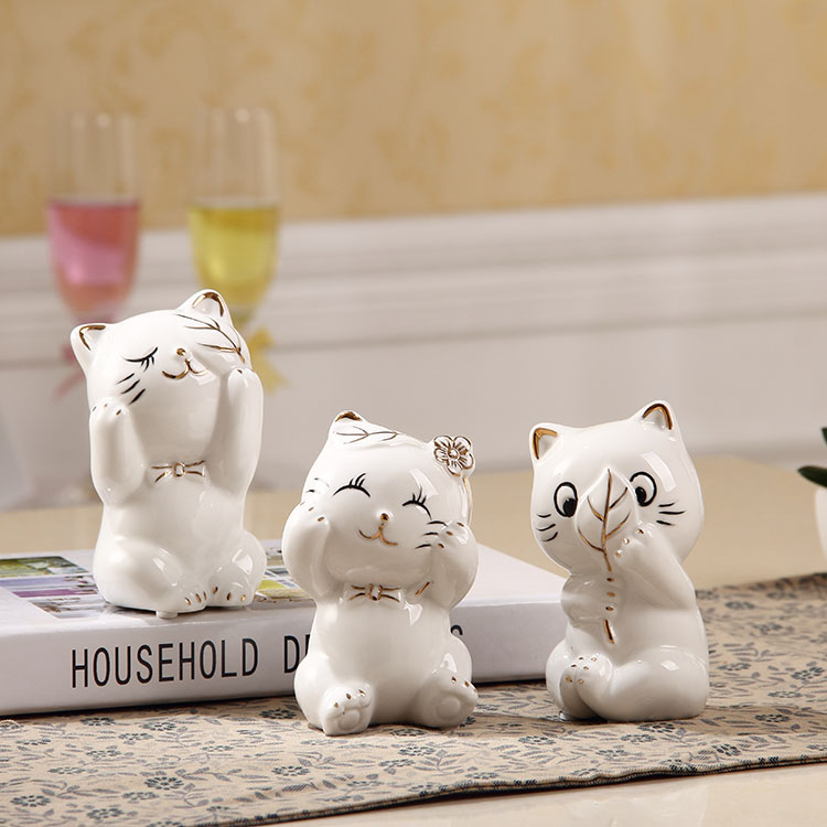 欧式家居饰品工艺品陶瓷摆件现代简约创意三只小猫包邮结婚礼品折扣优惠信息