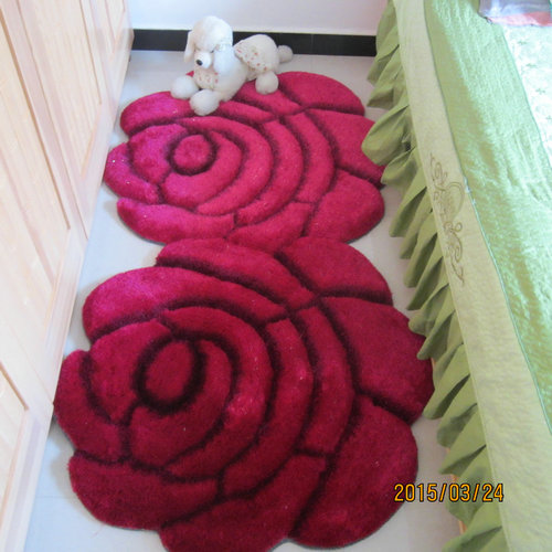 地毯卧室床边 电脑椅垫婚庆客厅地毯3d玫瑰花圆形红色门垫地垫