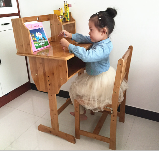楠竹儿童学习桌实木小书桌小课桌写字桌写字台可升降学生桌椅书桌