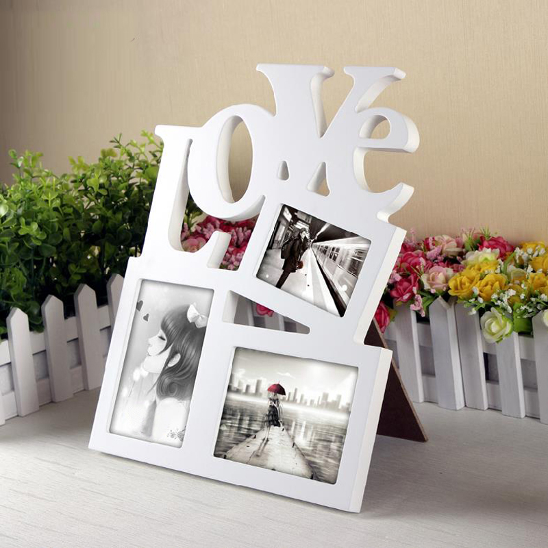 love摆台特价热卖白色创意礼品画框7寸相框韩式婚纱儿童实木相框