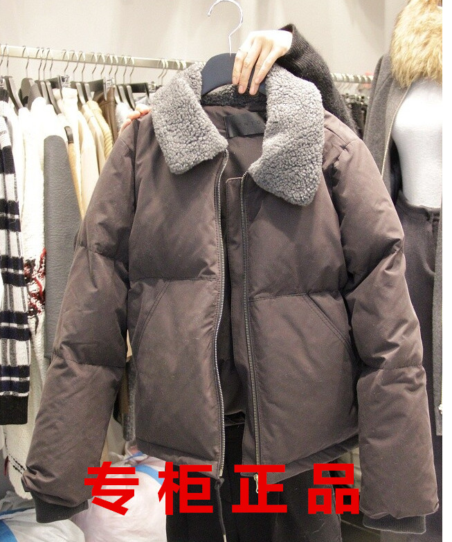 韩国代购2015冬装新款羽绒棉服羊羔毛拼接加厚小外套短款棉衣女