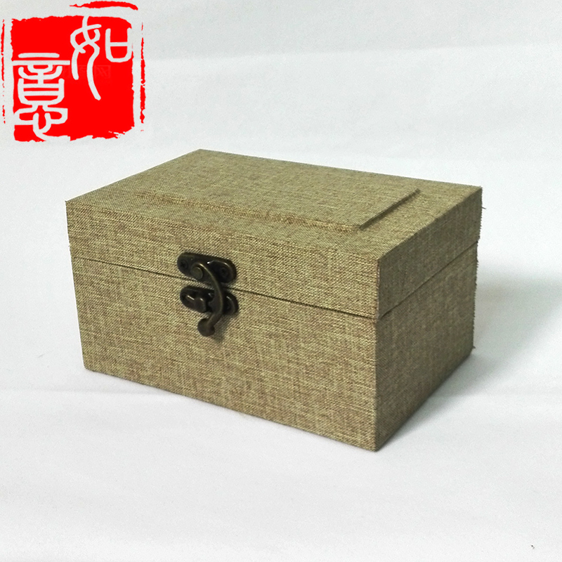 厂家批发高档麻布木盒玉器把玩摆件雕件礼品包装盒文玩葫芦锦盒