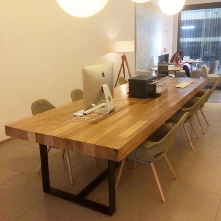 loft美式复古铁艺餐桌实木餐桌椅创意长电脑桌会议桌办公桌书桌