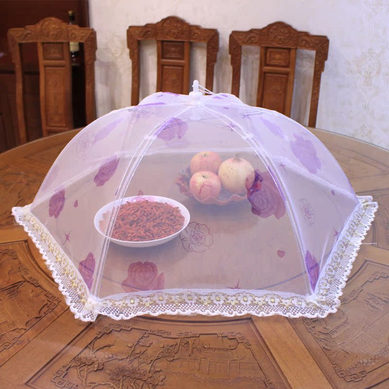 印花大号折叠饭菜罩食物罩盖菜罩高档防蝇罩食品餐桌罩蕾丝菜伞