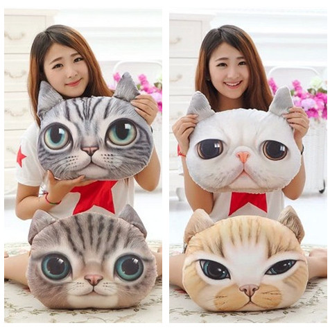 新款3D萌猫抱枕可爱卡通猫咪靠枕软妹原宿风喵星人创意动物头靠垫折扣优惠信息