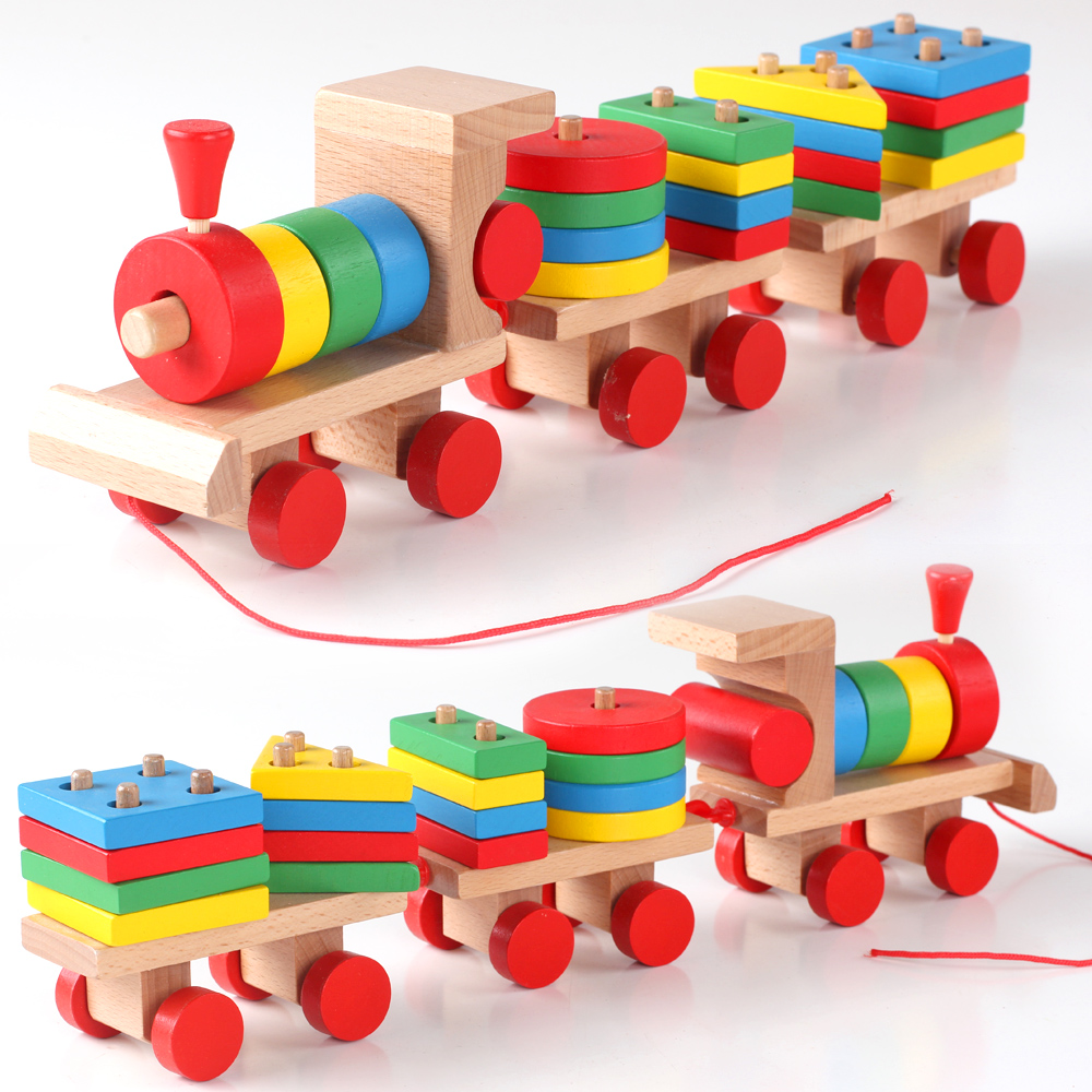 1-3-6岁蒙氏早教益智玩具男孩儿童宝宝智力火车积木精细动作训练