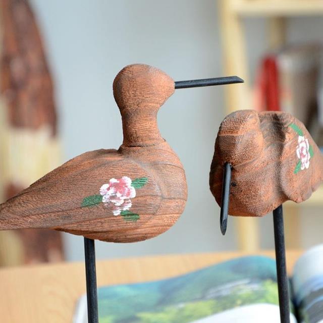 木鸟 木质工艺品 动物雕刻 海鸟木质摆件