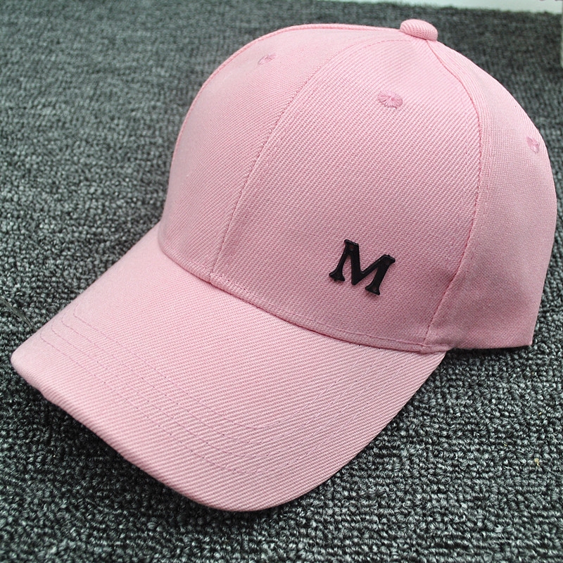 韩国正品夏季粉色帽子男女潮M标帽大沿遮阳帽鸭舌帽棒球帽嘻哈帽