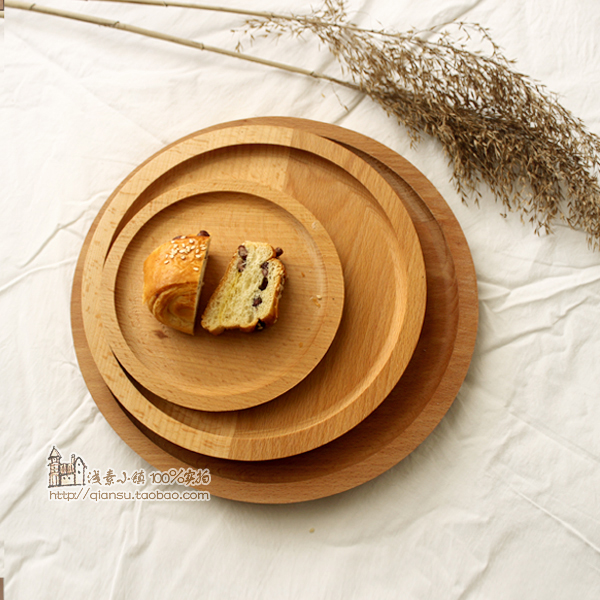 木制蛋糕盘圆形披萨盘子面包德国餐具茶盘点心盘榉木托盘折扣优惠信息