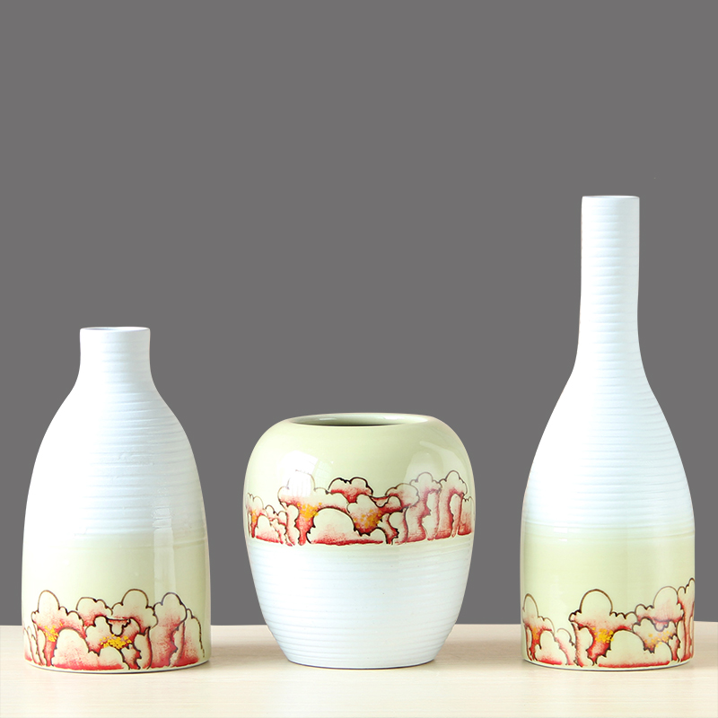 陶瓷花瓶摆件现代简手工彩牡丹咖啡厅家居软装饰品样板房摆件摆设