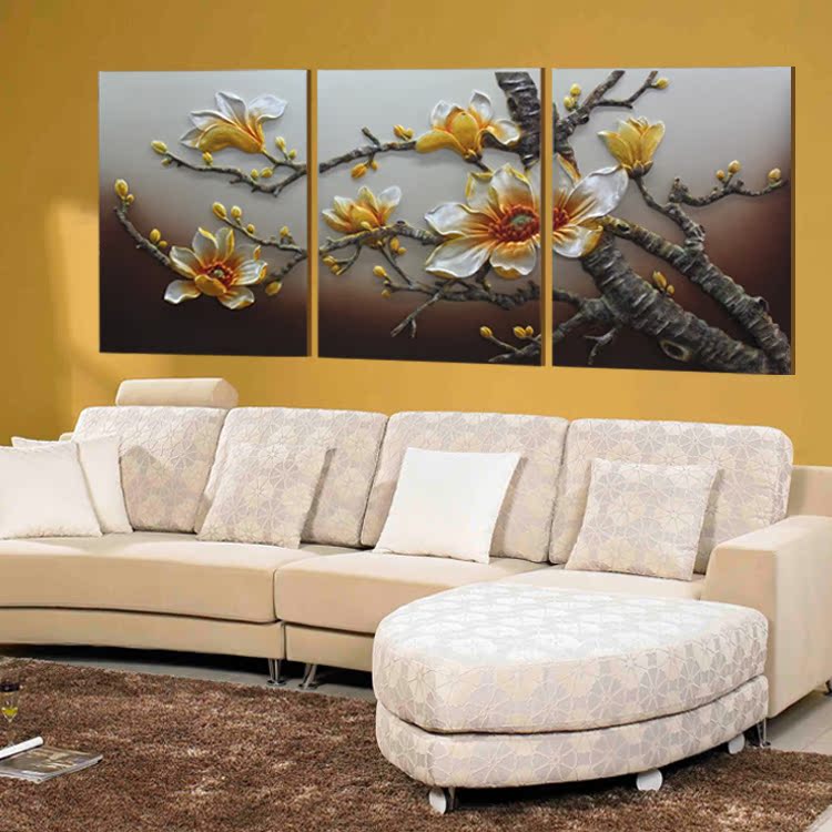 树脂浮雕画立体装饰画沙发背景画客厅三联壁画现代简约 玉树临风