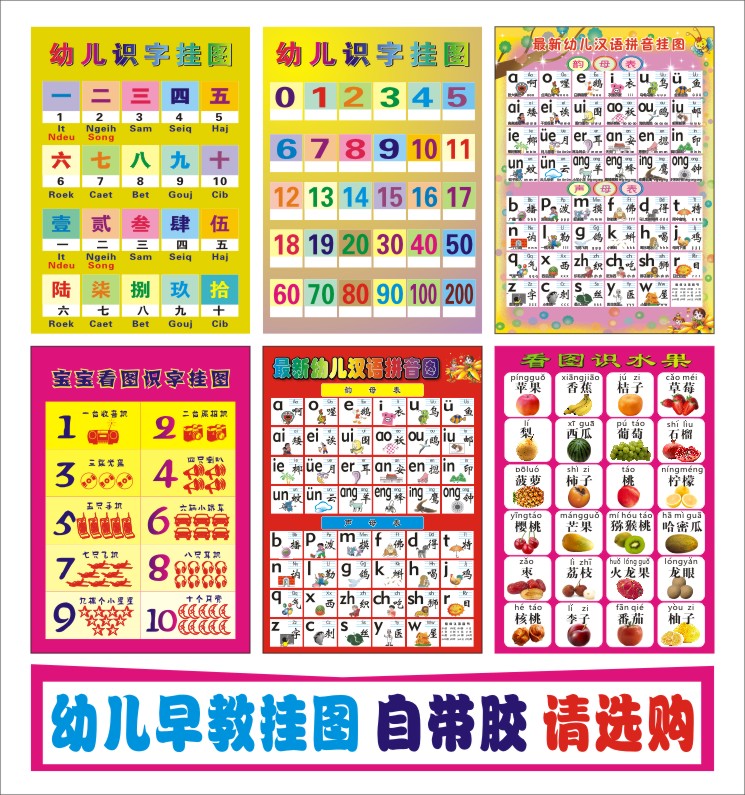 儿童汉语拼音声母韵母海报声母韵母挂图字母表早教班级墙贴画贴纸