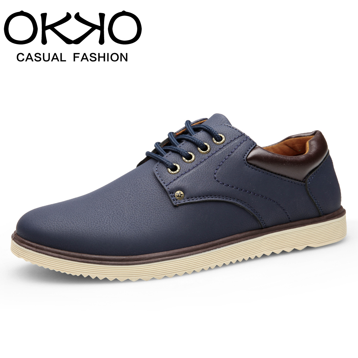 OKKO冬季男士休闲鞋时尚皮鞋英伦板鞋秋季男鞋系带鞋子潮