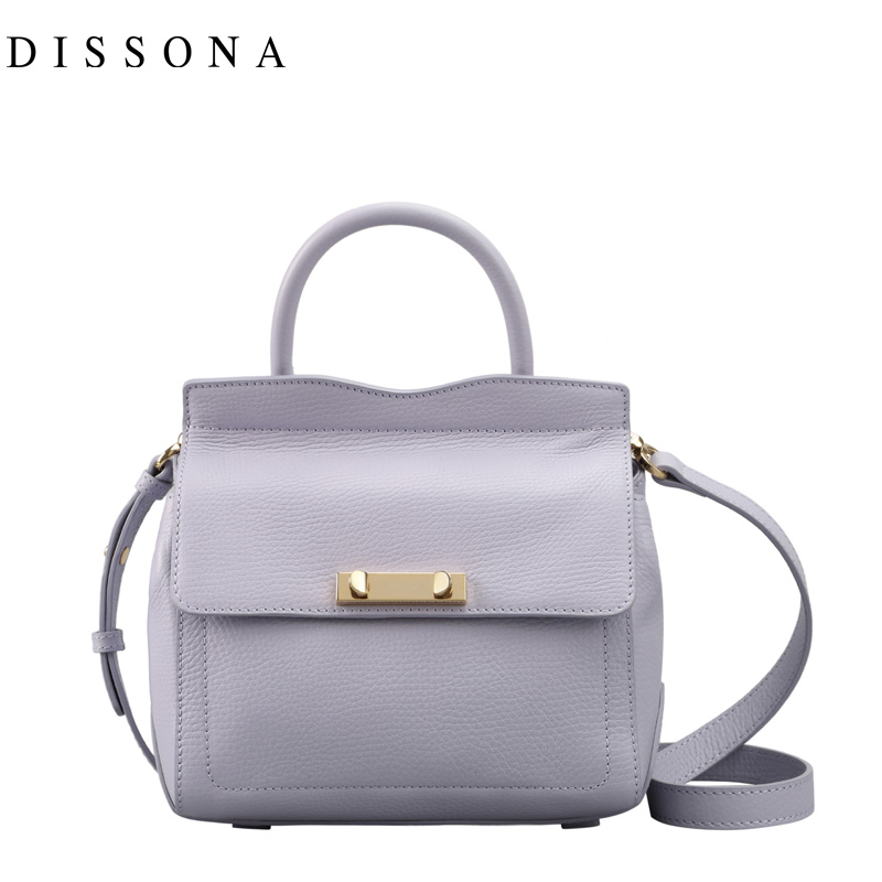 DISSONA 2015新款纯色牛皮女包 欧美时尚休闲车缝线单肩包手提包