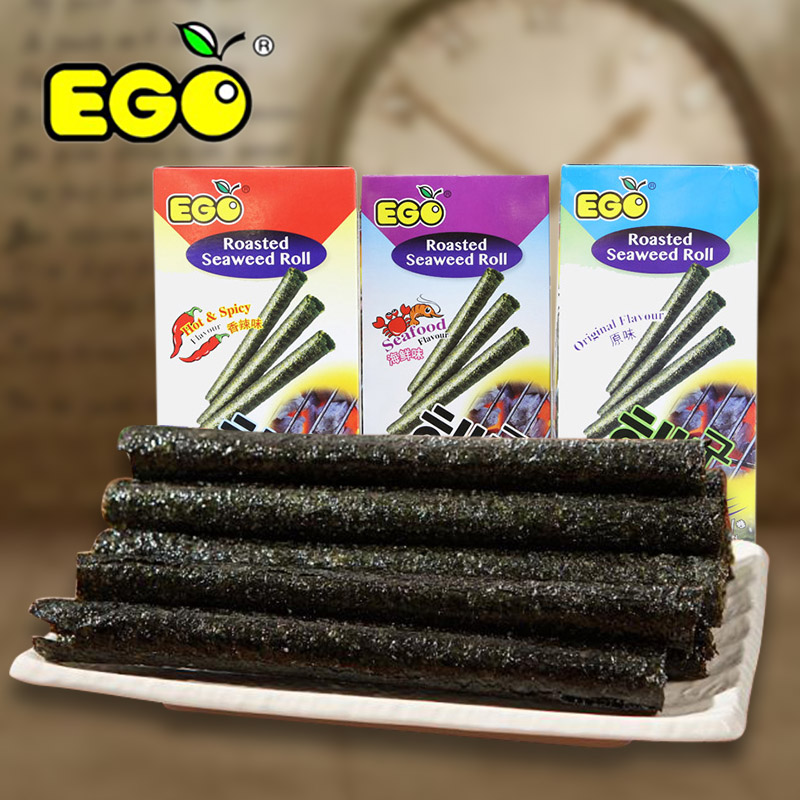 马来西亚EGO即食海苔卷30g健康零食烤紫菜休闲食品原味/海鲜/香辣