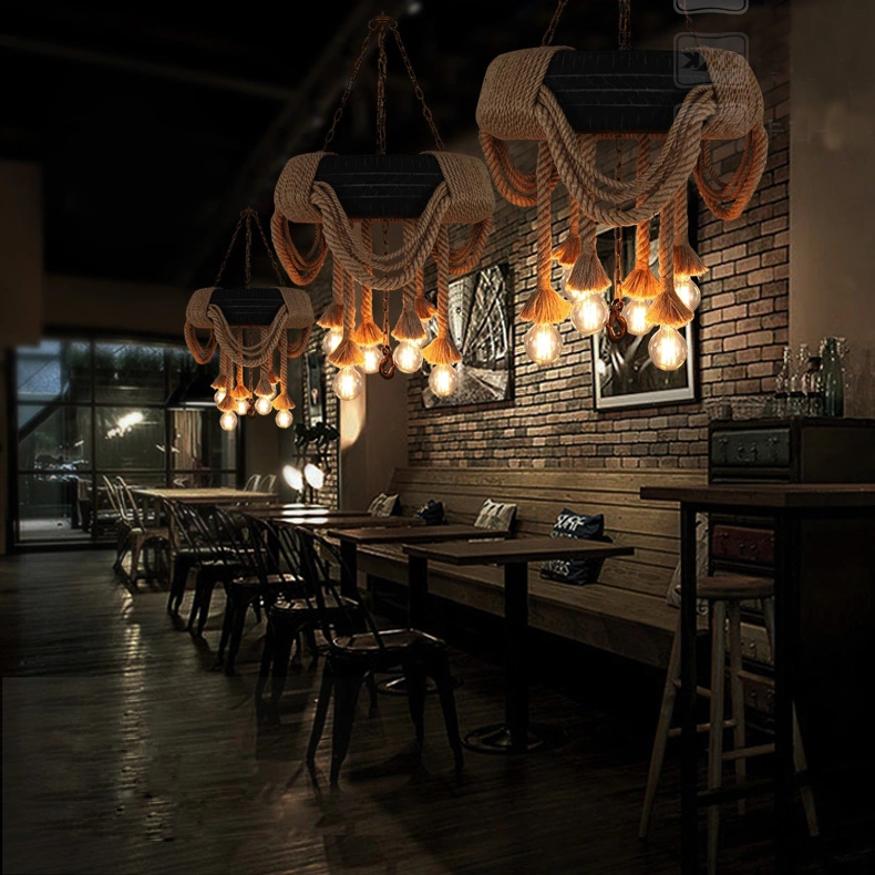 美式工业个性艺术轮胎吊灯 创意麻绳咖啡厅灯具 酒吧服装店餐厅灯