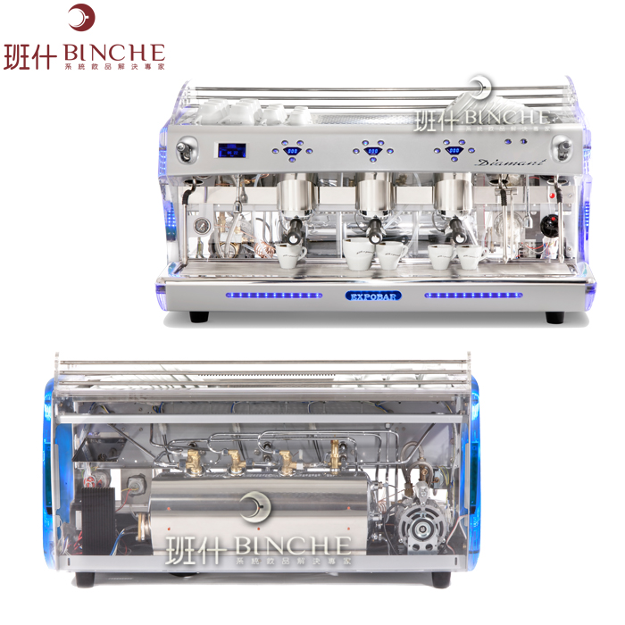 爱宝钻石系列咖啡机 三头半自动咖啡机 透明三头液晶咖啡机折扣优惠信息