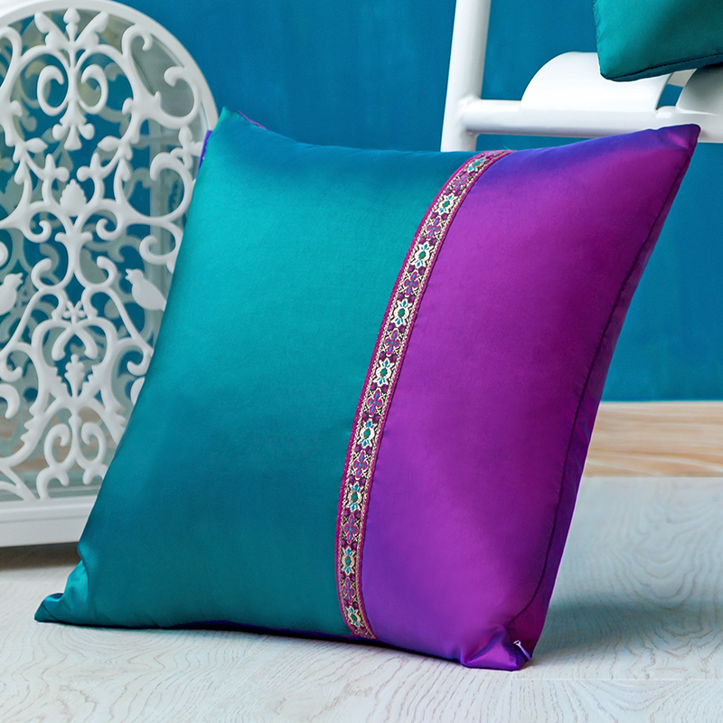 新款东南亚风格抱枕套腰枕办公室靠枕床头沙发靠垫紫色抱枕套