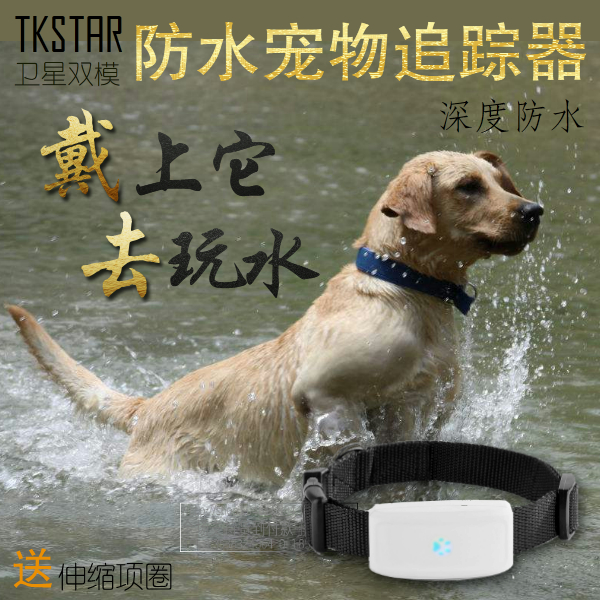升级防水款微型GPS宠物定位器卫星跟踪 猫狗定位项圈游泳超长待机