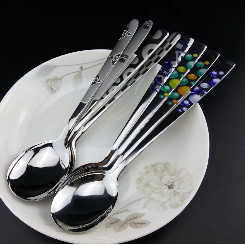 海诺 扁筷子套装进出口韩式创意餐具 便携不锈钢实心扁筷长柄勺子