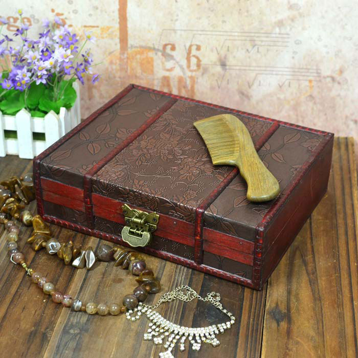 包邮书盒大木盒圣经盒证件收纳盒复古带锁木盒子长方形珍藏本盒折扣优惠信息
