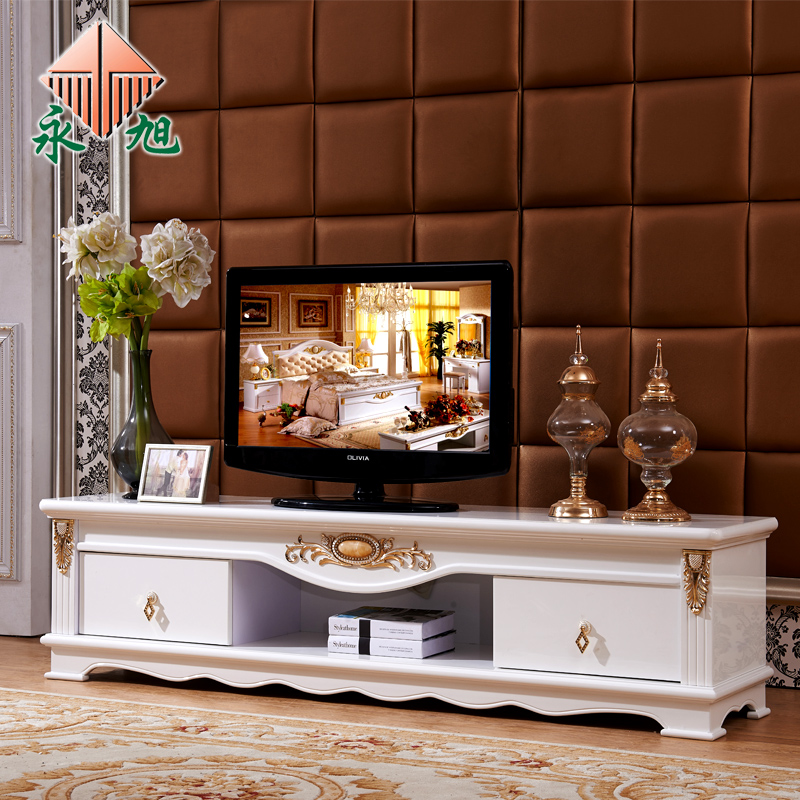 永旭家具 卧室板木结合电视柜 时尚 欧式白色电视柜3028 1.8米
