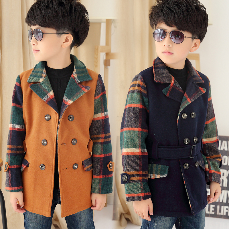 童装男童冬装新款韩版中大童呢子大衣儿童中长款加厚冬季毛呢外套