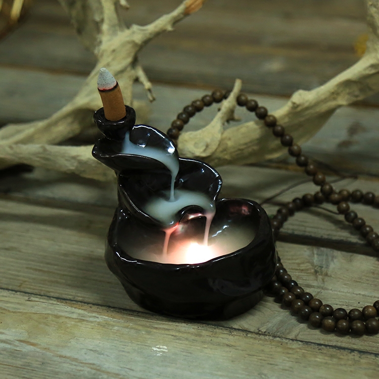 陶瓷 倒流香炉创意 烟倒流摆件檀香炉熏香流水大号香薰炉茶道香道