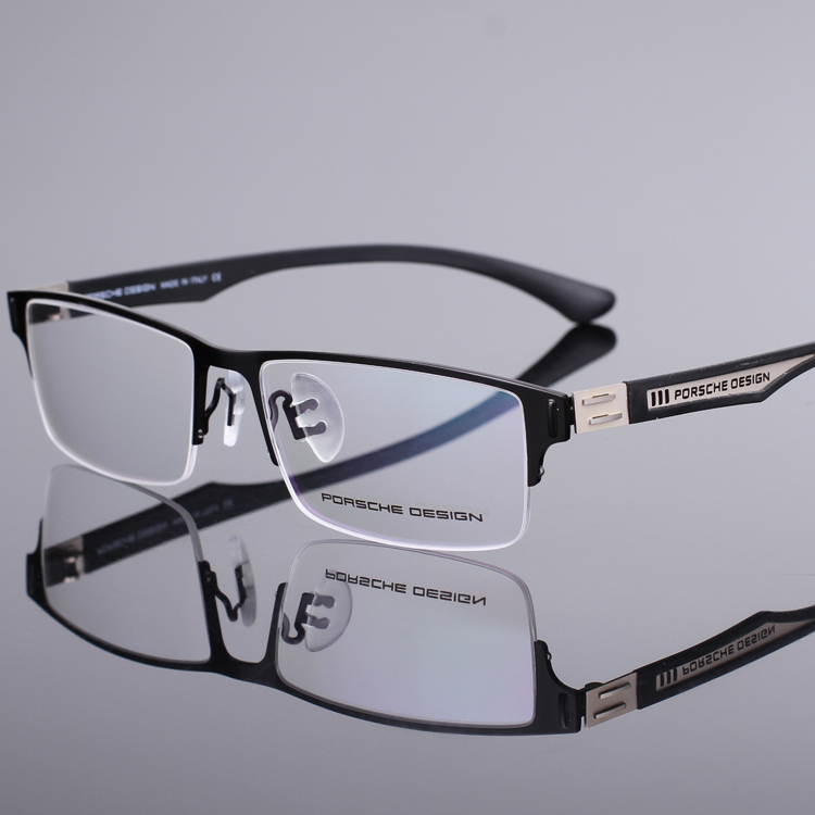 配变色近视眼镜成品男 半框超轻tr90钛半框眼镜框架平光商务眼睛