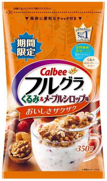 包邮日本进口卡乐比限量版核桃味麦片350g 早餐补脑燕麦折扣优惠信息