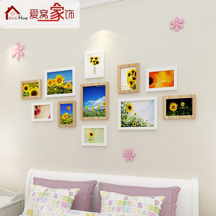 客厅创意照片墙相框墙 卧室实木现代简约地中海墙 欧式挂墙上组合