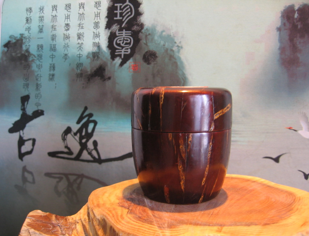 包邮日式大漆竹木制樱皮细工茶叶罐旅行便携密封普洱茶抹茶罐正品