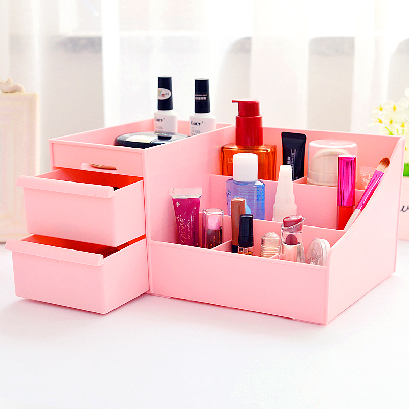木槿之恋 多功能化妆品桌面收纳盒抽屉式 塑料整理箱创意收纳盒