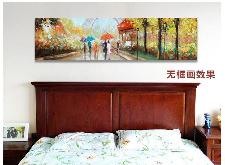 玄关长条 卧室床头装饰画 温馨 欧式宾馆背景墙艺术油画单幅壁画