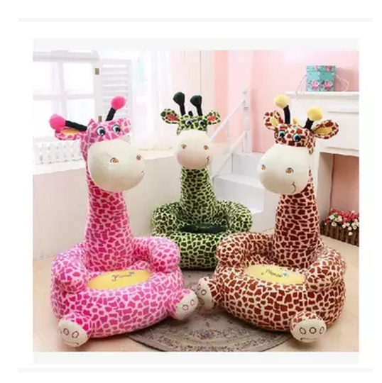 卡通沙发长颈鹿靠垫坐垫毛绒布艺玩具可爱动物懒人沙发椅儿童礼物